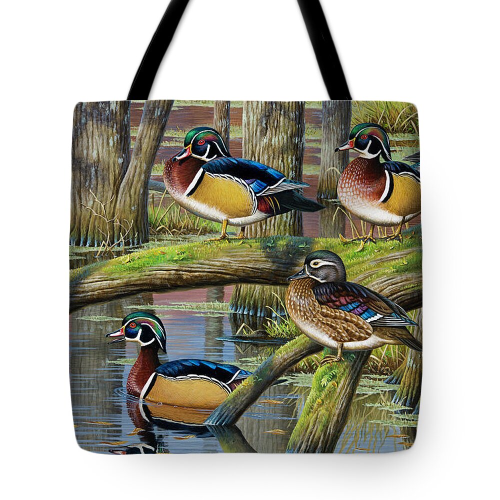 Cynthie Fisher Art Tote Bag featuring the painting Wood Ducks by Cynthie Fisher