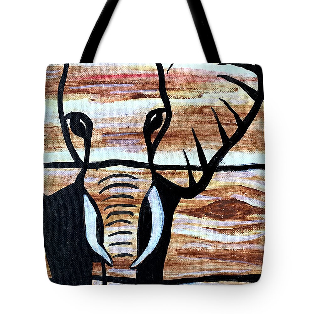 Elephant Tote Bag featuring the painting Wood Grain Elephant by Michele Fritz
