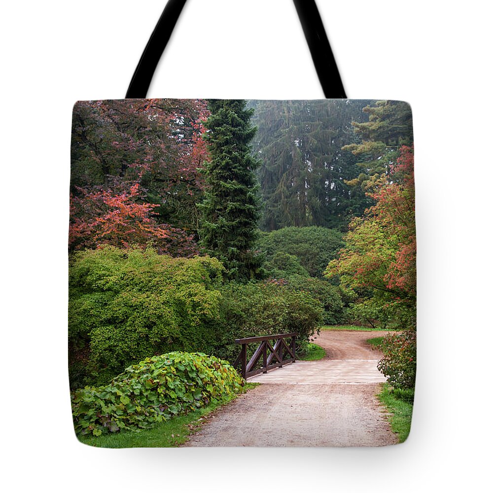 Jenny Rainbow Fine Art Photography Tote Bag featuring the photograph Wooden Bridge in Pruhonice Park by Jenny Rainbow