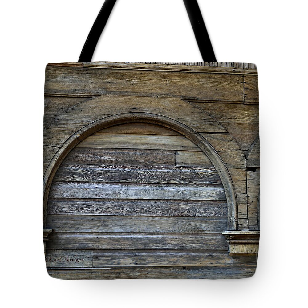Wooden Tote Bag featuring the photograph Wooden Facade on Old Building by Kae Cheatham