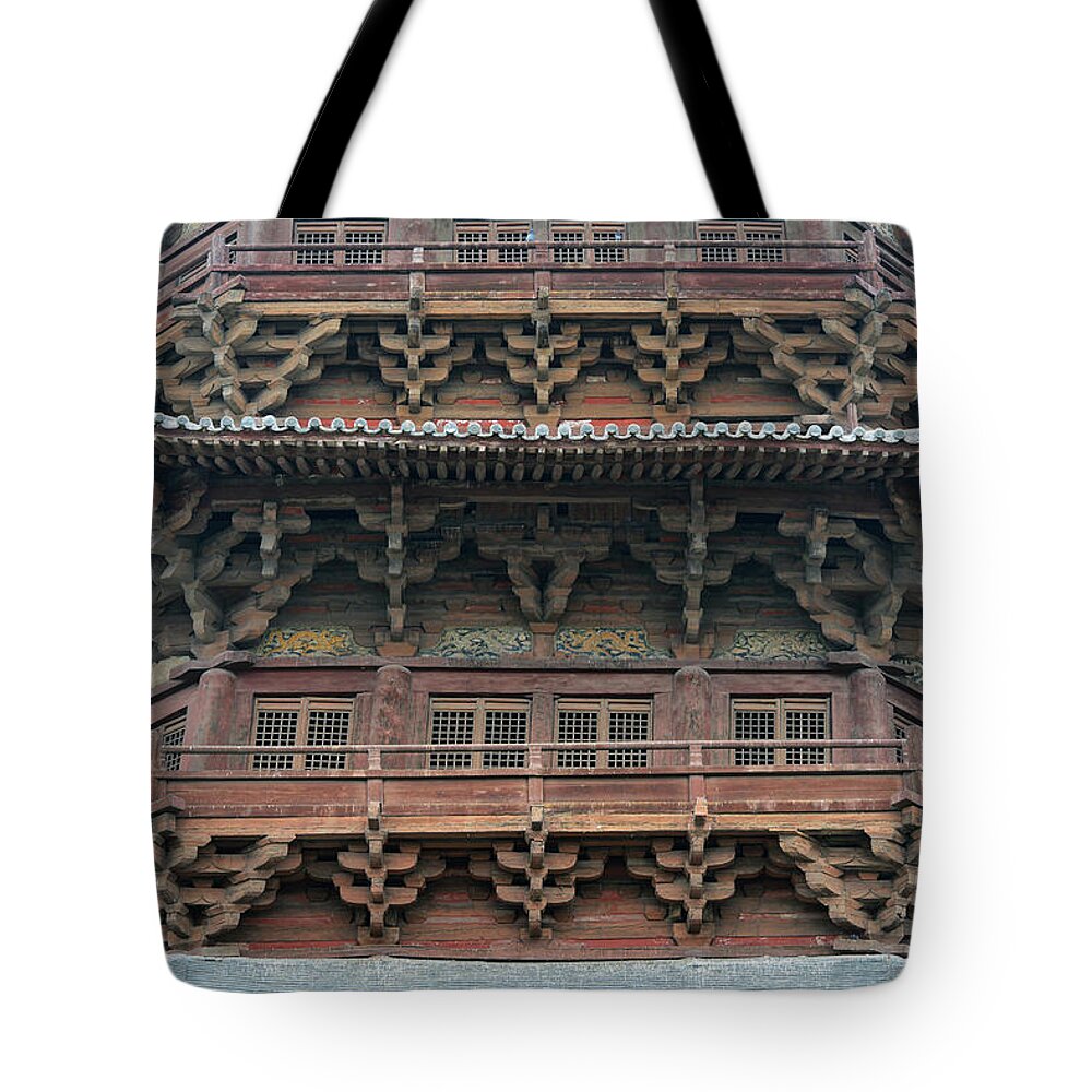  Tote Bag featuring the photograph Wooden tower Partial by Yue Wang
