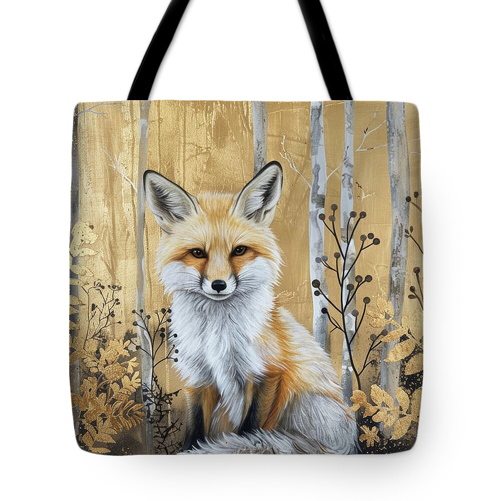 Fox Tote Bag featuring the painting Woodland Fox by Tina LeCour