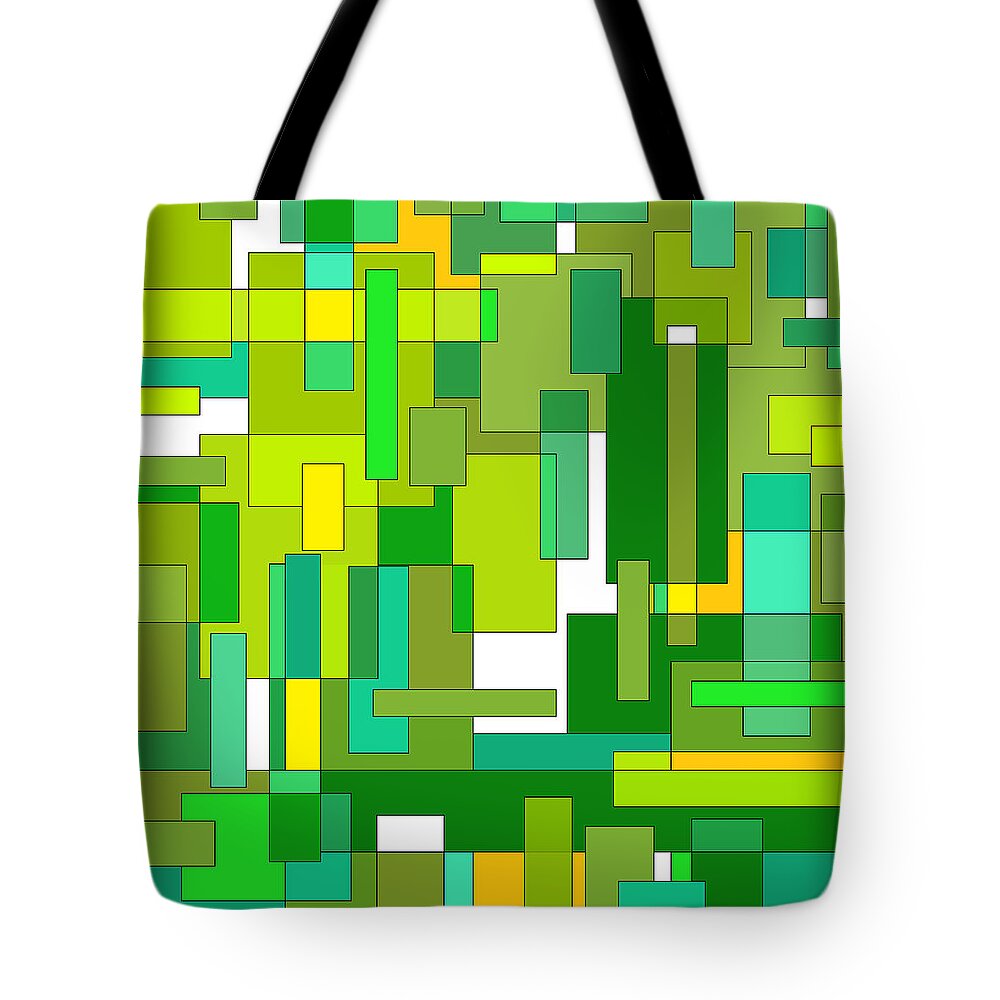 Woodland Moss - Spring Green Abstract Tote Bag featuring the digital art Woodland Moss - Spring Green Abstract by Val Arie