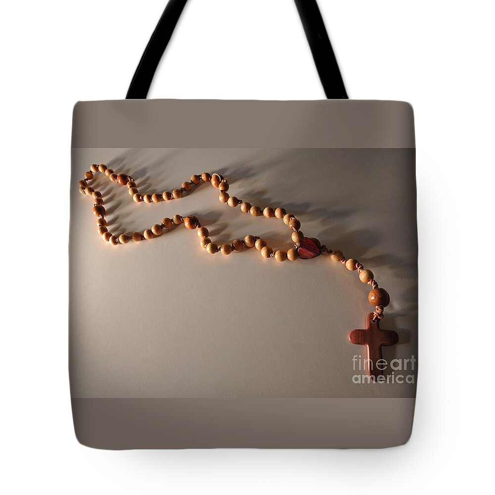 Color Tote Bag featuring the sculpture Woods Rosary Mixed Media Assemblage Sculpture by Leigh N Eldred