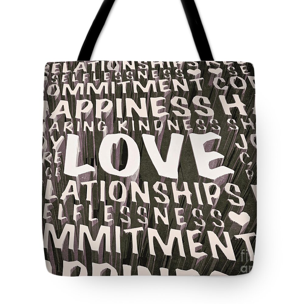 Love Tote Bag featuring the digital art Words of Love by Phil Perkins