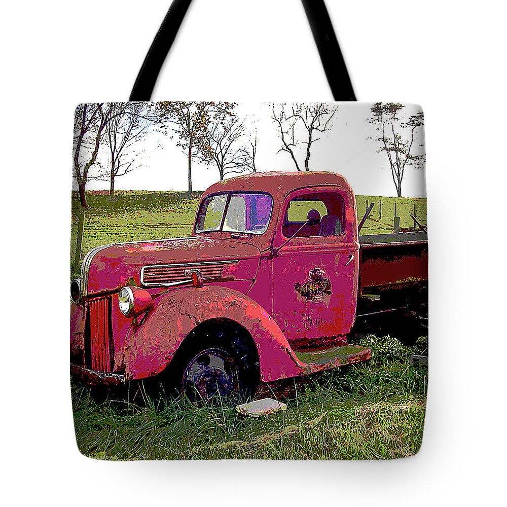 Truck Tote Bag featuring the digital art Working Days are Over by Nancy Olivia Hoffmann
