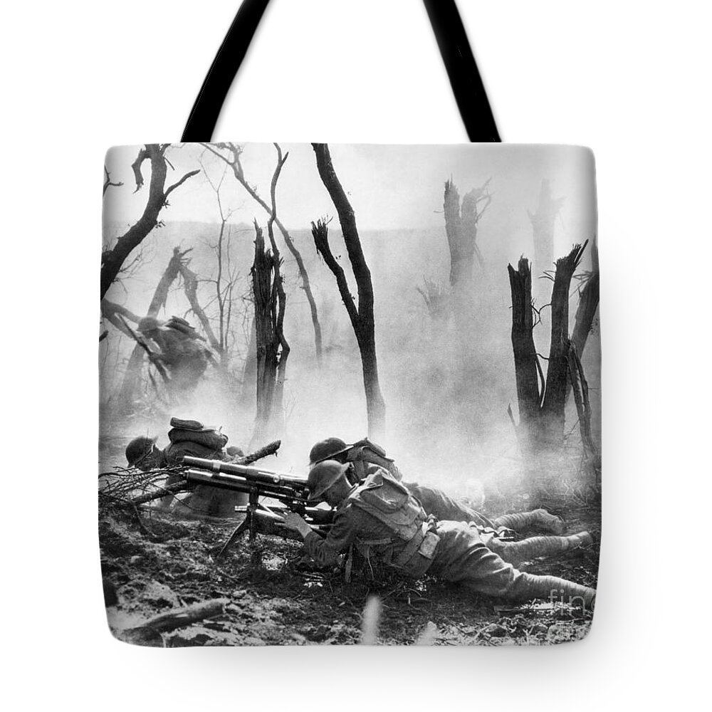 1918 Tote Bag featuring the photograph World War I Battlefield by Granger