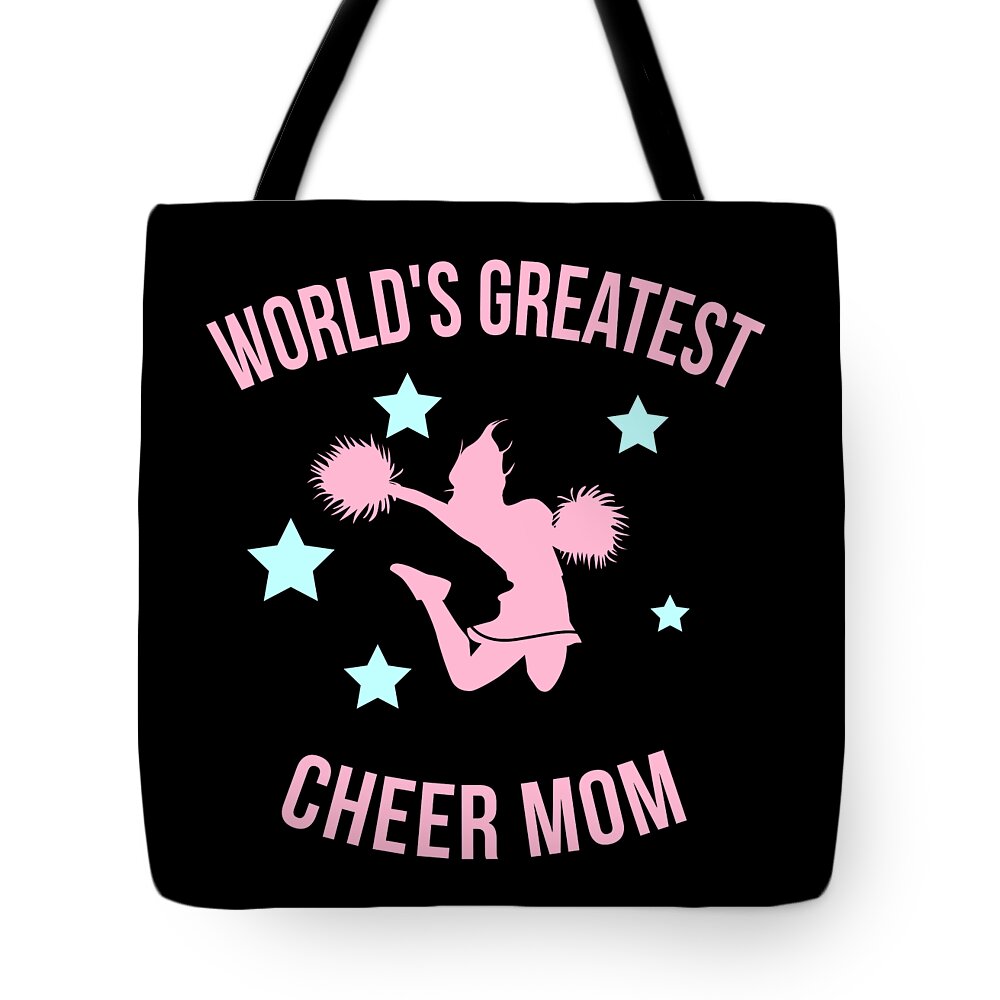 Gifts For Mom Tote Bag featuring the digital art Worlds Greatest Cheer Mom by Flippin Sweet Gear