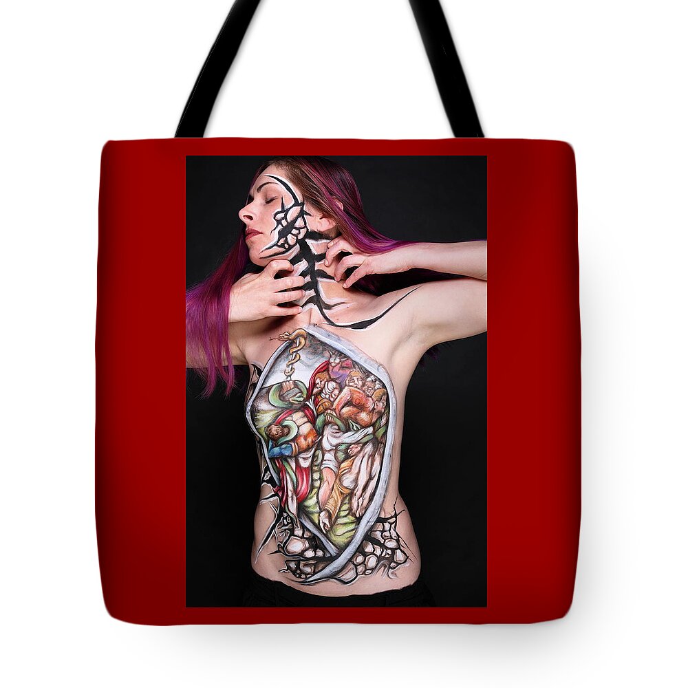 Coronavirus Tote Bag featuring the photograph Worship of the Brazen Serpent by Angela Rene Roberts and Cully Firmin