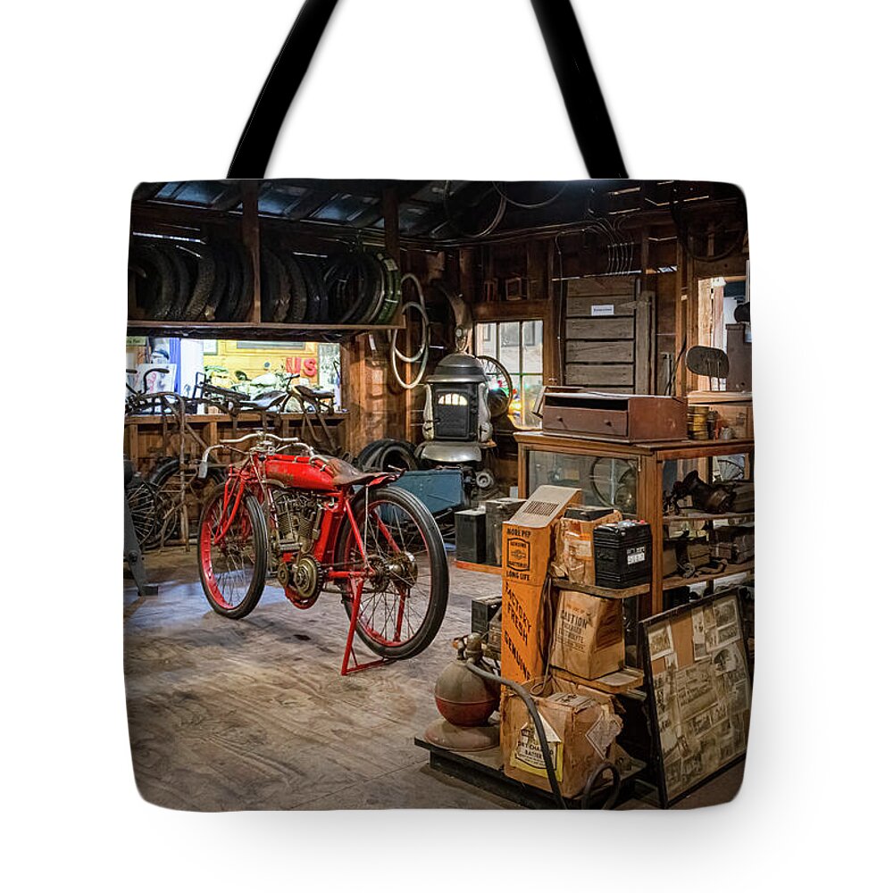 Motorcycle Tote Bag featuring the photograph Wheels-8 by John Kirkland