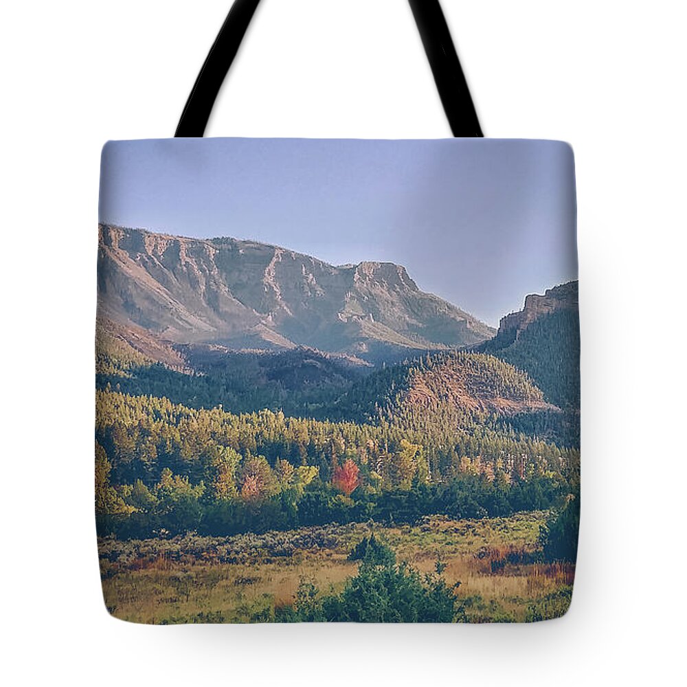 Wyoming Tote Bag featuring the photograph Wyoming Mountains by Katie Dobies