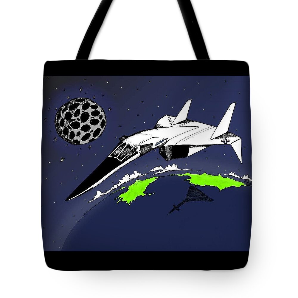 Xb-70 Tote Bag featuring the drawing Xb-70 by Michael Hopkins