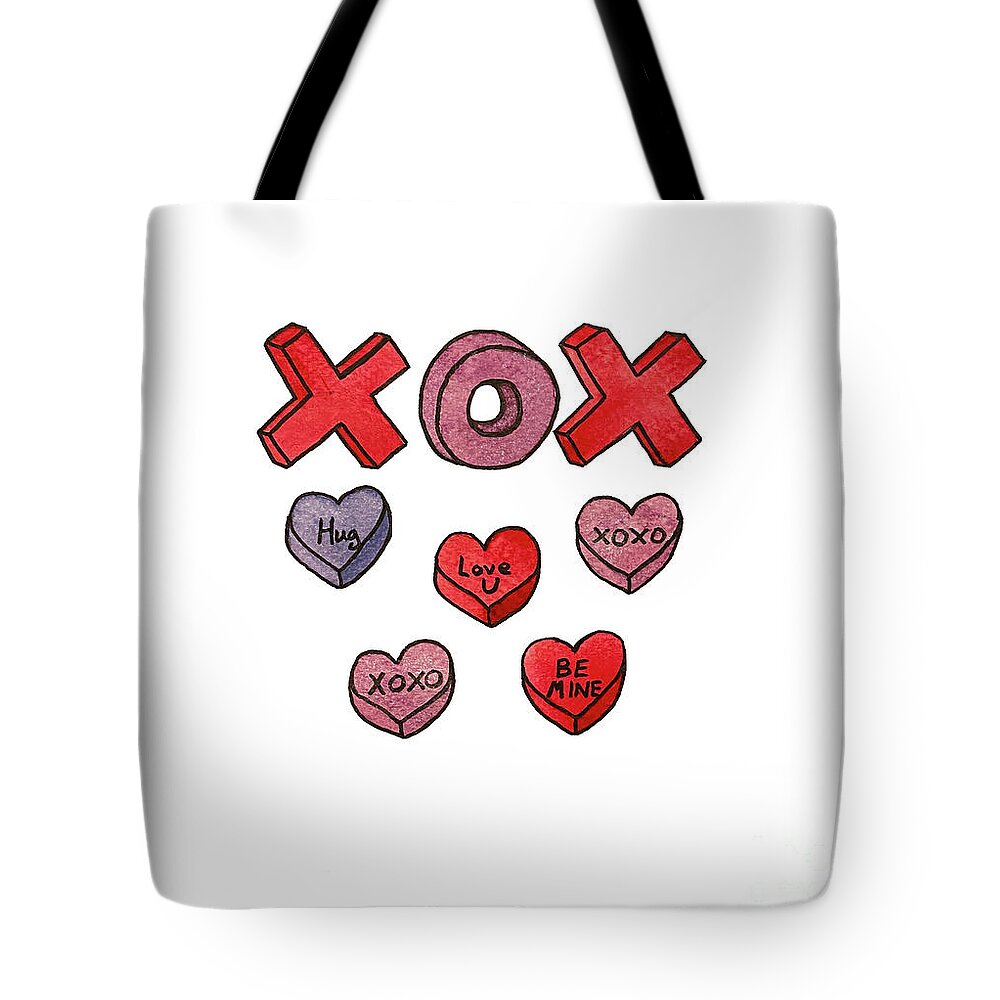 Valentine's Day Tote Bag featuring the mixed media Xoxo by Lisa Neuman
