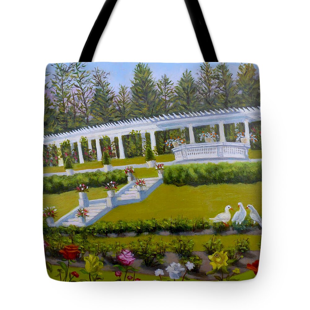 Yaddo At Saratoga Tote Bag featuring the painting Yaddo At Saratoga by Madeline Lovallo