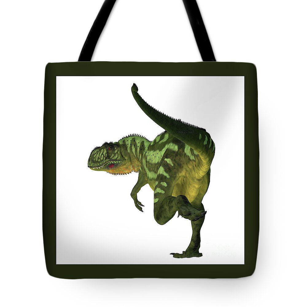 Yangchuanosaurus Tote Bag featuring the digital art Yangchuanosaurus Dinosaur Tail by Corey Ford