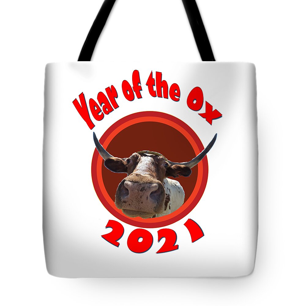 Ox Tote Bag featuring the digital art Year of the Ox with Transparent Background by Ali Baucom