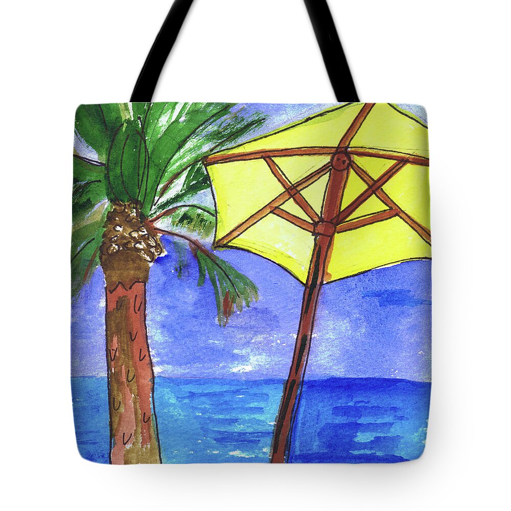 Fun Tote Bag featuring the painting Yella Brella by Genevieve Holland