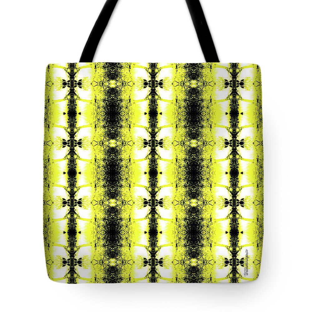 Yellow Tote Bag featuring the digital art Yellow and Black Abstract by Teresamarie Yawn