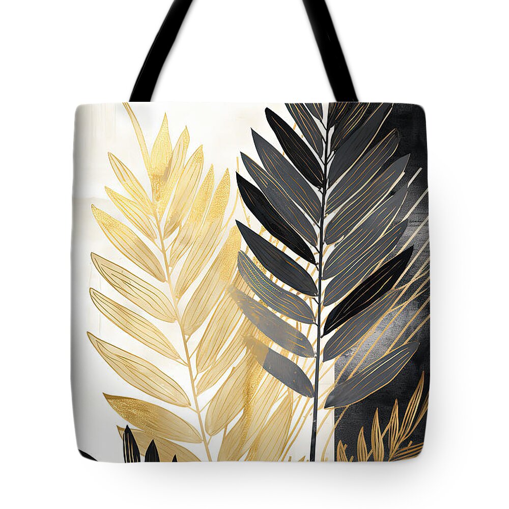 Tropical Tote Bag featuring the painting Yellow and Gray Leaves Art by Lourry Legarde