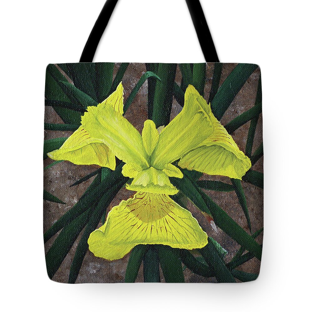 Yellow Flag Tote Bag featuring the painting Yellow Flag by Heather E Harman