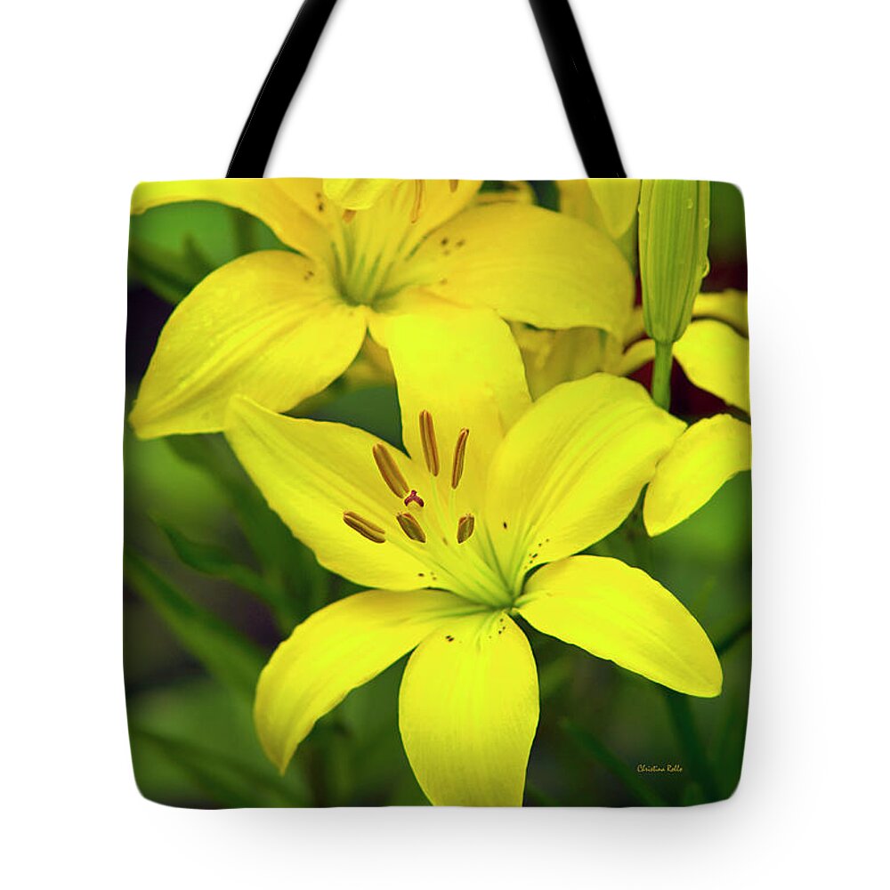 Flowers Tote Bag featuring the photograph Yellow Lilies by Christina Rollo