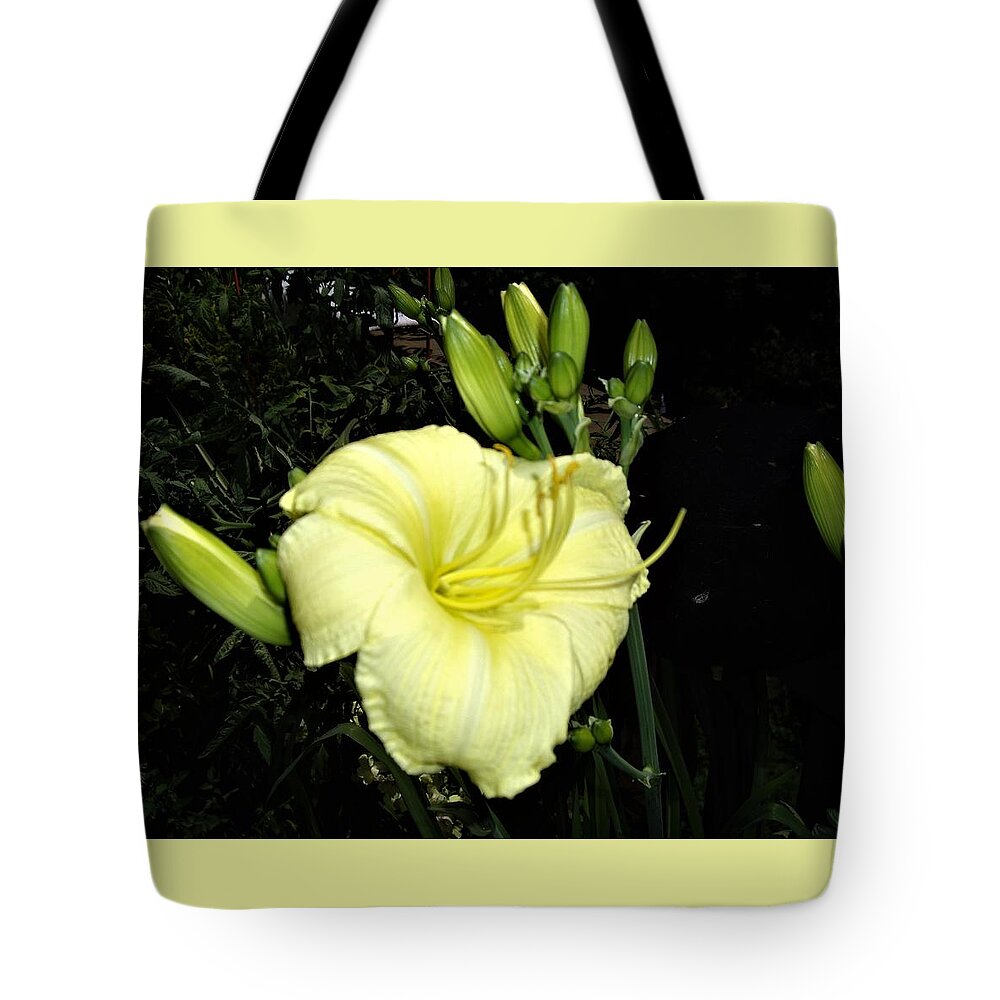 Lily Tote Bag featuring the photograph Yellow Lily by Nancy Ayanna Wyatt