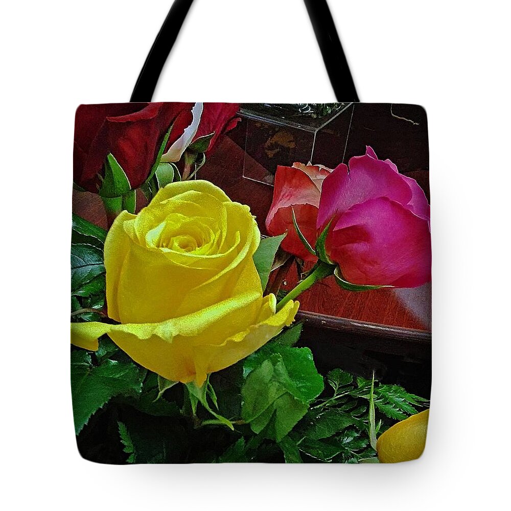 Flowers Tote Bag featuring the photograph Yellow Rose in Winter by Andrew Lawrence