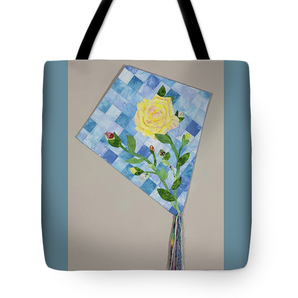 Fiber Art Tote Bag featuring the mixed media Yellow Rose of Texas 2 by Vivian Aumond