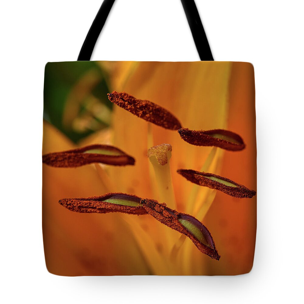 Flower Tote Bag featuring the photograph Yellow Stamen by Paul Freidlund
