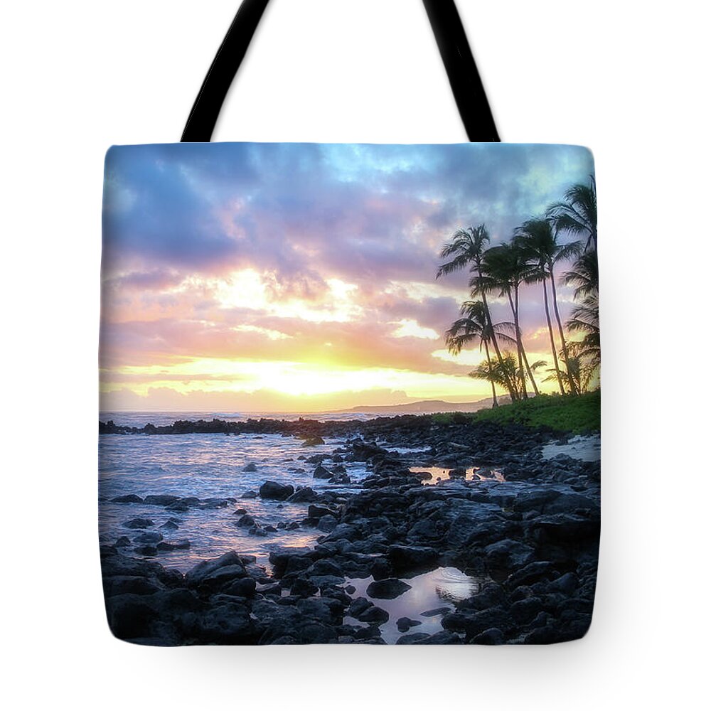 Hawaii Tote Bag featuring the photograph Yellow Sunset on Kauai by Robert Carter