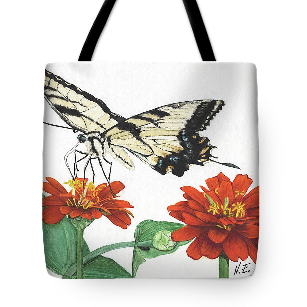 Yellow Tiger Swallowtail Tote Bag featuring the painting Yellow Tiger by Heather E Harman