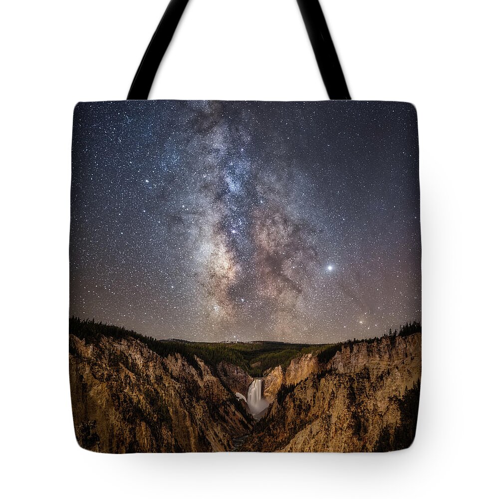 Yellowstone Tote Bag featuring the photograph Yellowstone at Night by Darren White