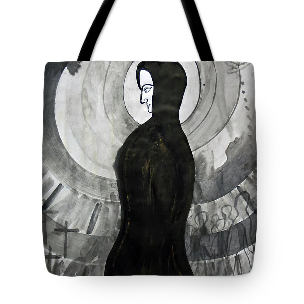 Taikan Tote Bag featuring the drawing Yesterday, today and tomorrow in Ukraine by Taikan Nishimoto