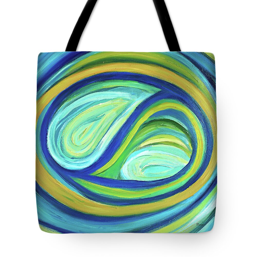 Yin And Yang.abstract Tote Bag featuring the painting Yin and Yang by Maria Meester