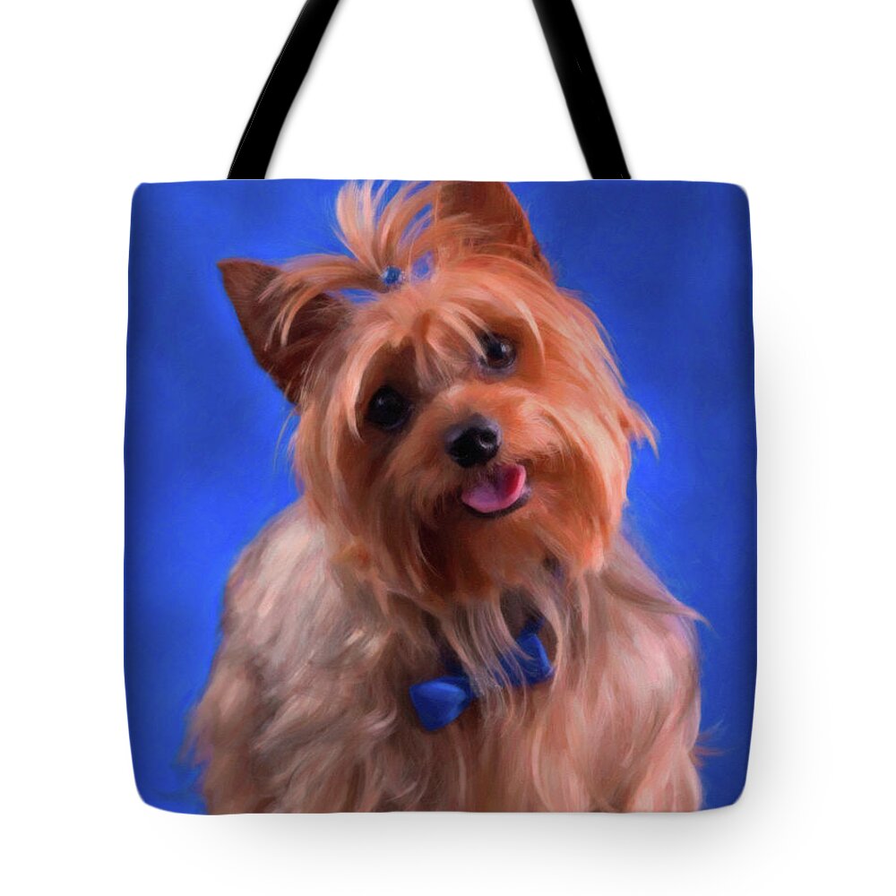 Yorkshire Terrier Tote Bag featuring the photograph Yorkie_Airbrush by Rocco Leone