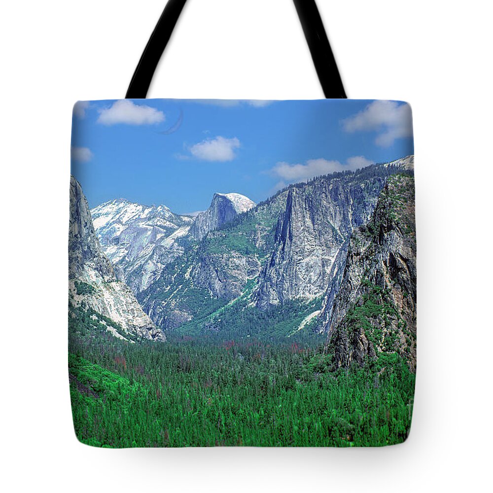 Yosemite Np Valley Floor Pano Tote Bag featuring the photograph Yosemite NP Valley Vista  by David Zanzinger