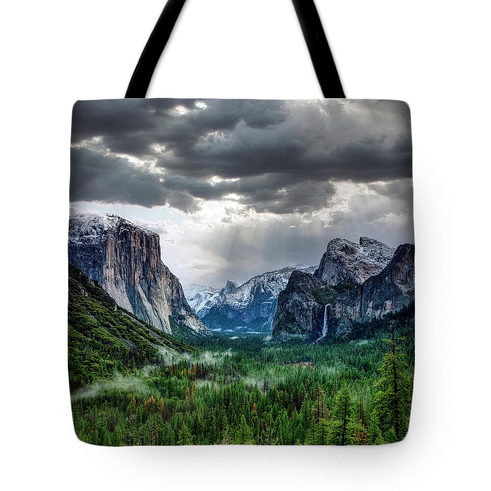 Landscape Tote Bag featuring the photograph Yosemite Tunnel View by Romeo Victor