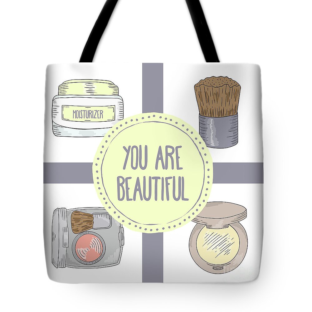 Beautiful Quotes Tote Bag featuring the mixed media You Are Beautiful by Tina LeCour