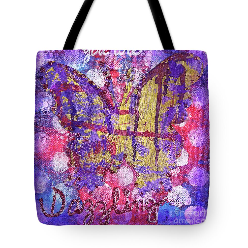 Butterfly Tote Bag featuring the painting You Are Dazzling Butterfly by Lisa Crisman