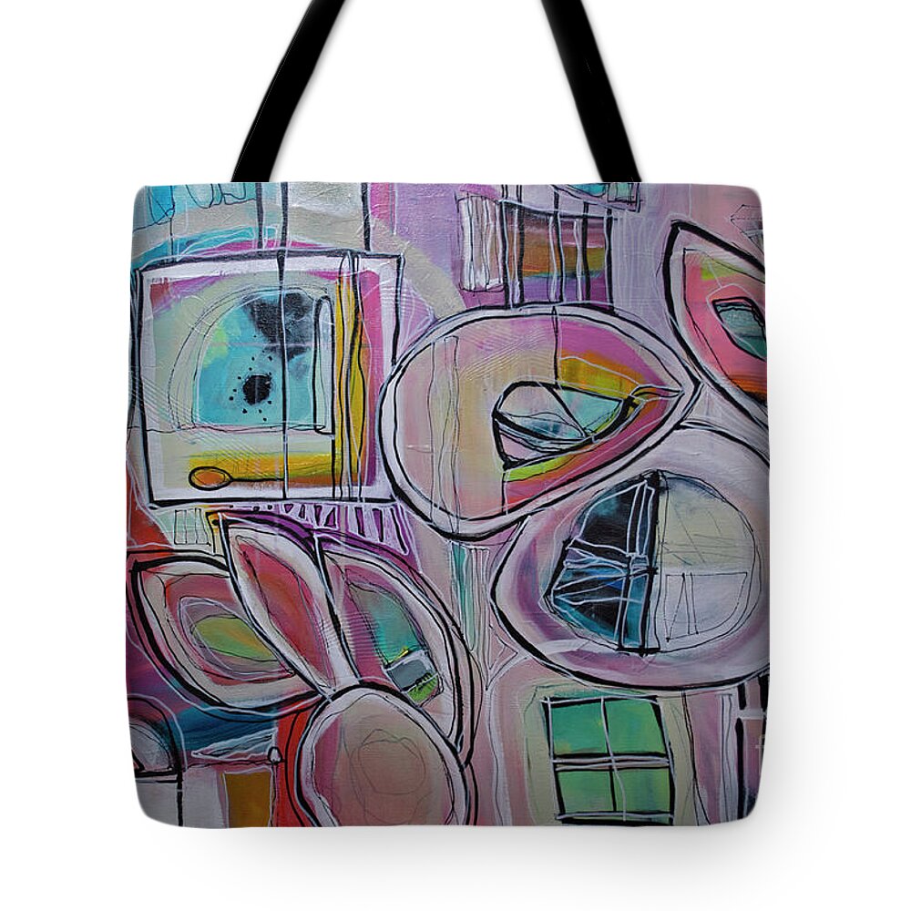 Circles Tote Bag featuring the painting You Are Here by Robin Valenzuela