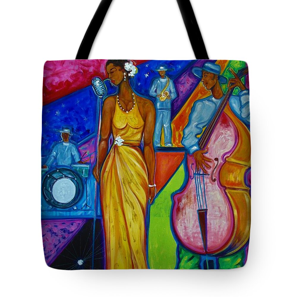 Music Art Tote Bag featuring the painting You To Much by Emery Franklin