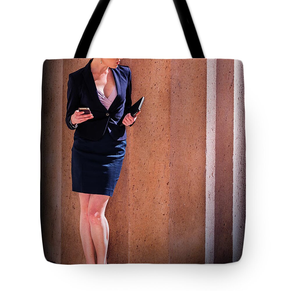 Business Tote Bag featuring the photograph Young Businesswoman in New York City 160320_0257 by Alexander Image