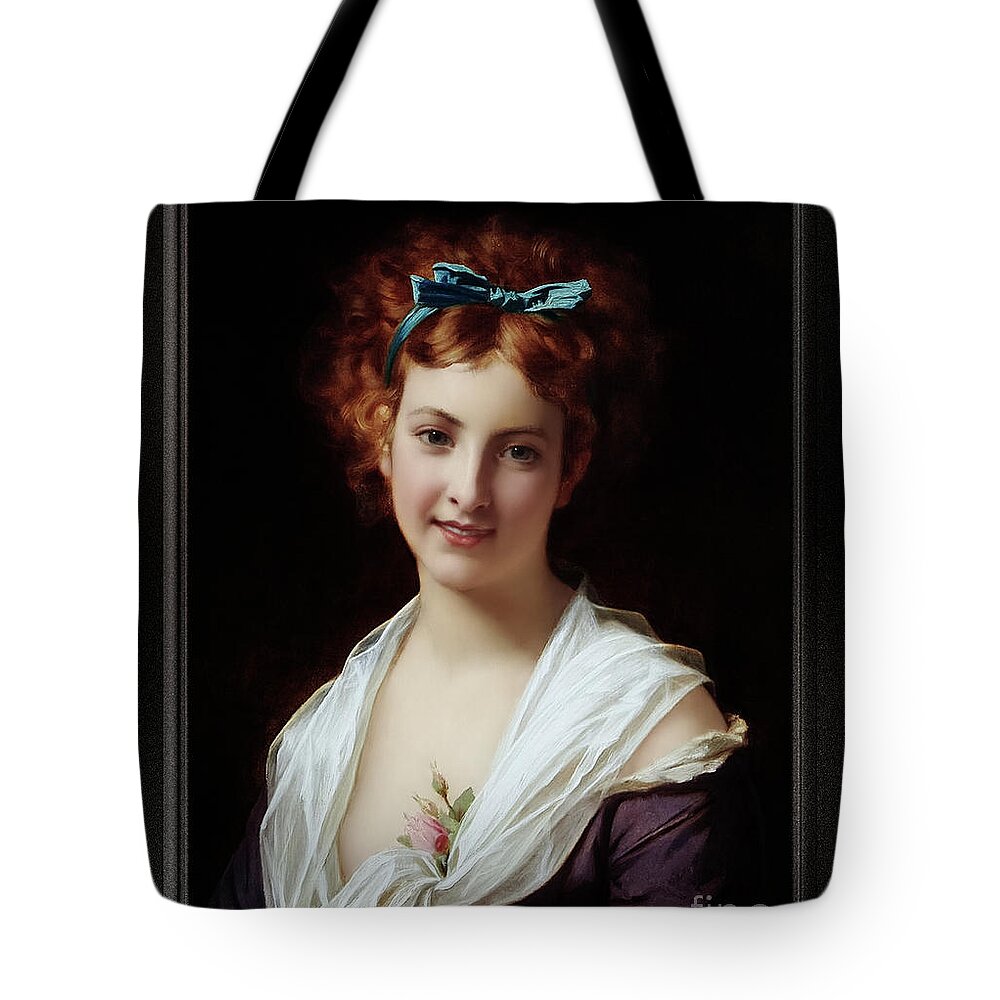Young Lady With Blue Bow Tote Bag featuring the painting Young Lady With Blue Bow Remastered Xzendor7 Fine Art Classical Reproductions by Xzendor7