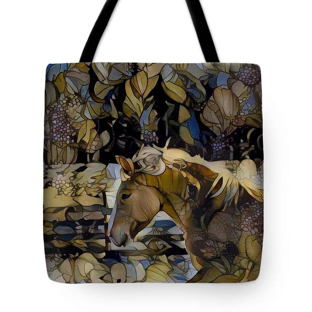 Palomino Tote Bag featuring the digital art Young Prince 2 by Listen To Your Horse