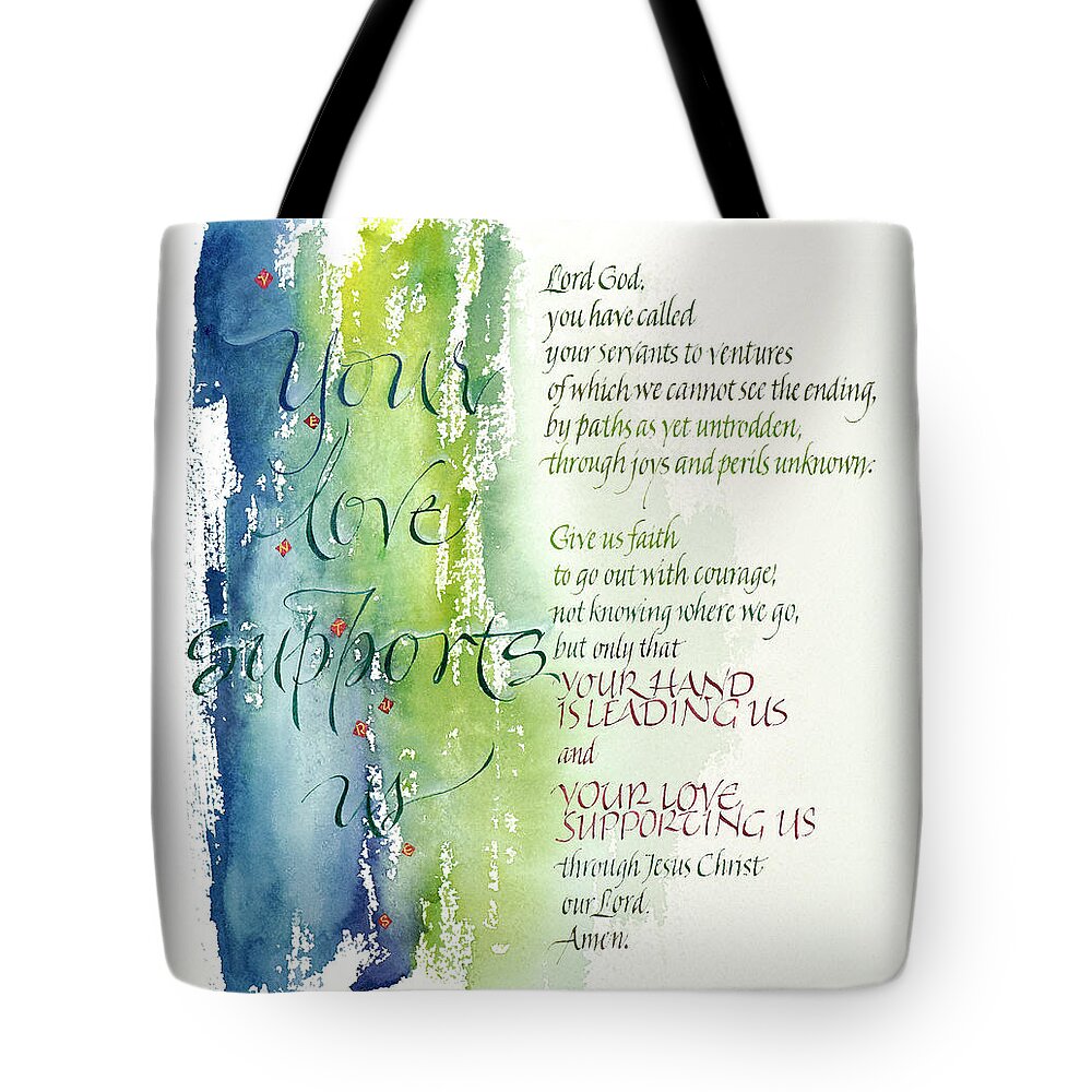 Anniversaries Tote Bag featuring the painting Your Love Supports Us by Judy Dodds