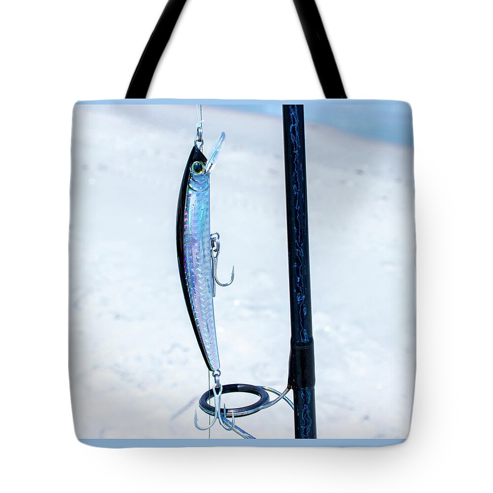 Lure Tote Bag featuring the photograph Yozuri Twitching Minnow by Blair Damson