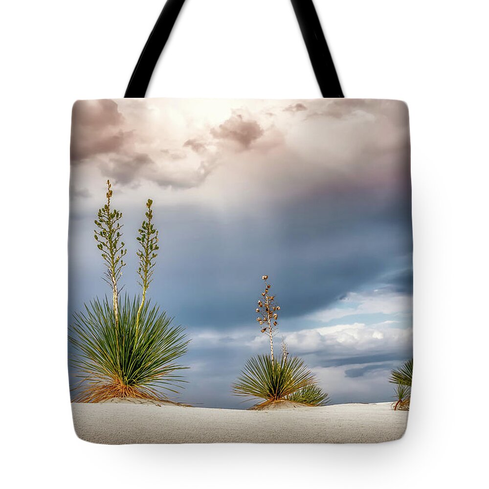 White Sands Tote Bag featuring the photograph Yucca Three by James Barber