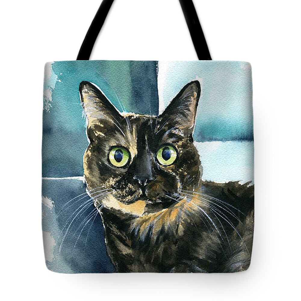 Cat Tote Bag featuring the painting Yummy by Dora Hathazi Mendes