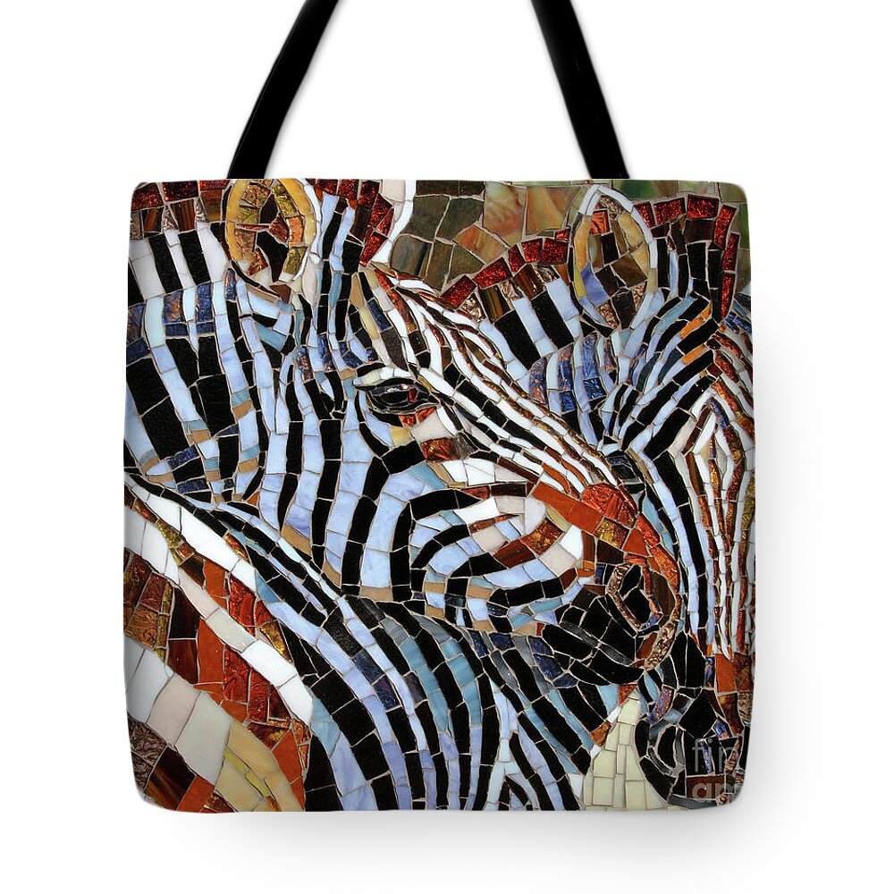 Cynthie Fisher Tote Bag featuring the painting Zebra Glass Mosaic by Cynthie Fisher
