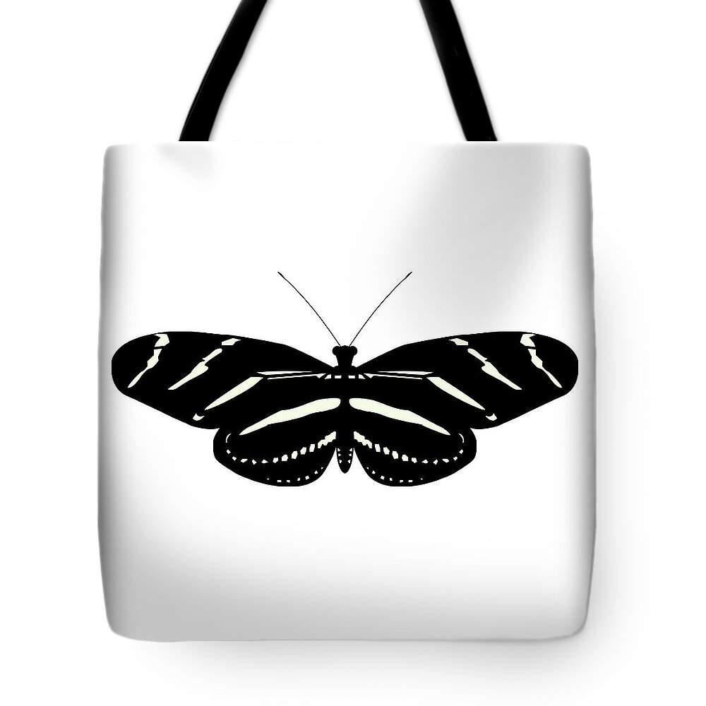 Zebra Longwing Tote Bag featuring the digital art Zebra Longwing by Teresamarie Yawn